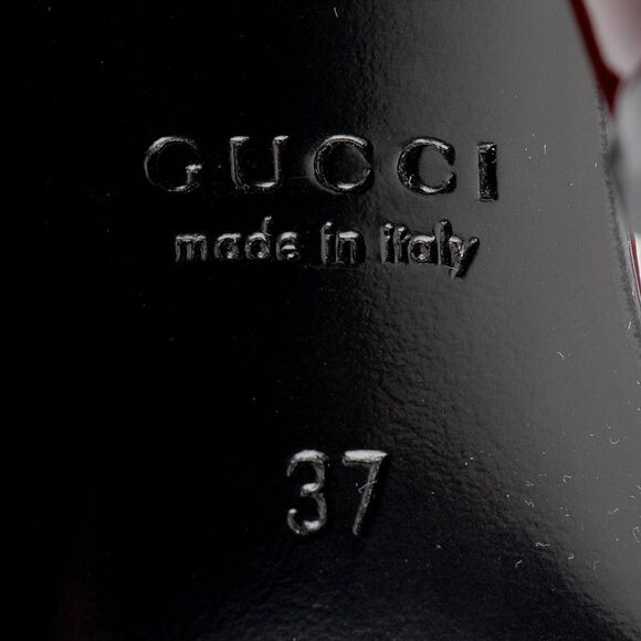 Gucci Patent Leather Chain Logo Signoria Slingback Pumps - Size 7 / 37 - Picture 7 of 8